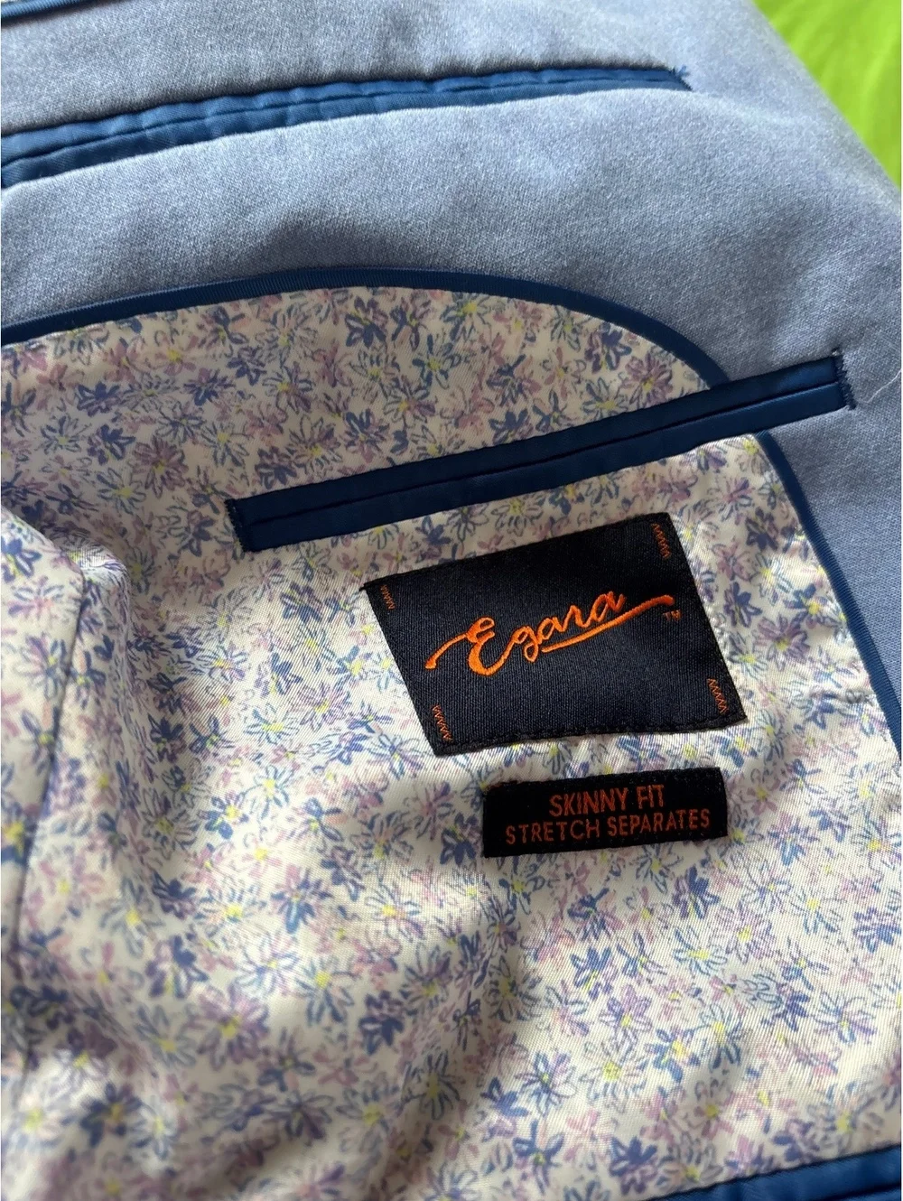 Men's Blue Blazer with Patterned Lining